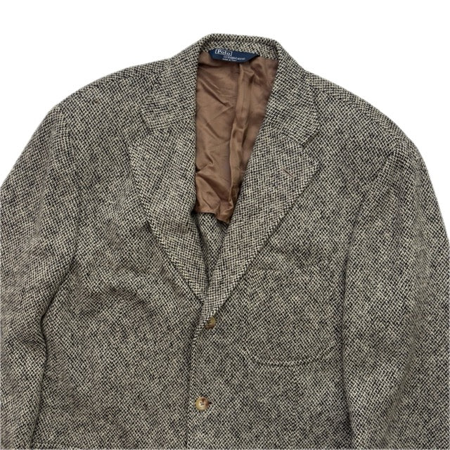 Polo Ralph Lauren Grey Barleycorn Tweed Blazer Sports Coat (Virgin Wool) - 40L
