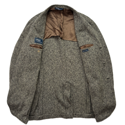 Polo Ralph Lauren Grey Barleycorn Tweed Blazer Sports Coat (Virgin Wool) - 40L