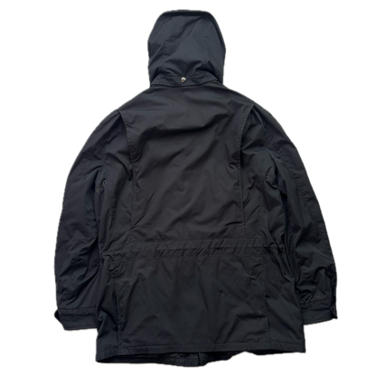 Polo Ralph Lauren Black Walking Jacket Field Coat Leather Trim - S