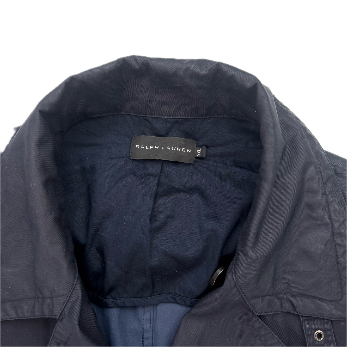 Black Label Navy Double Breast Utility Rain Jacket Mac - XXL