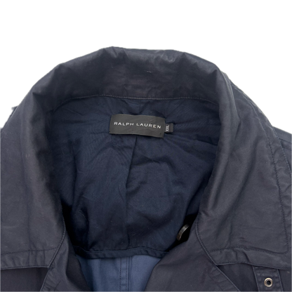 Black Label Navy Double Breast Utility Rain Jacket Mac - XXL