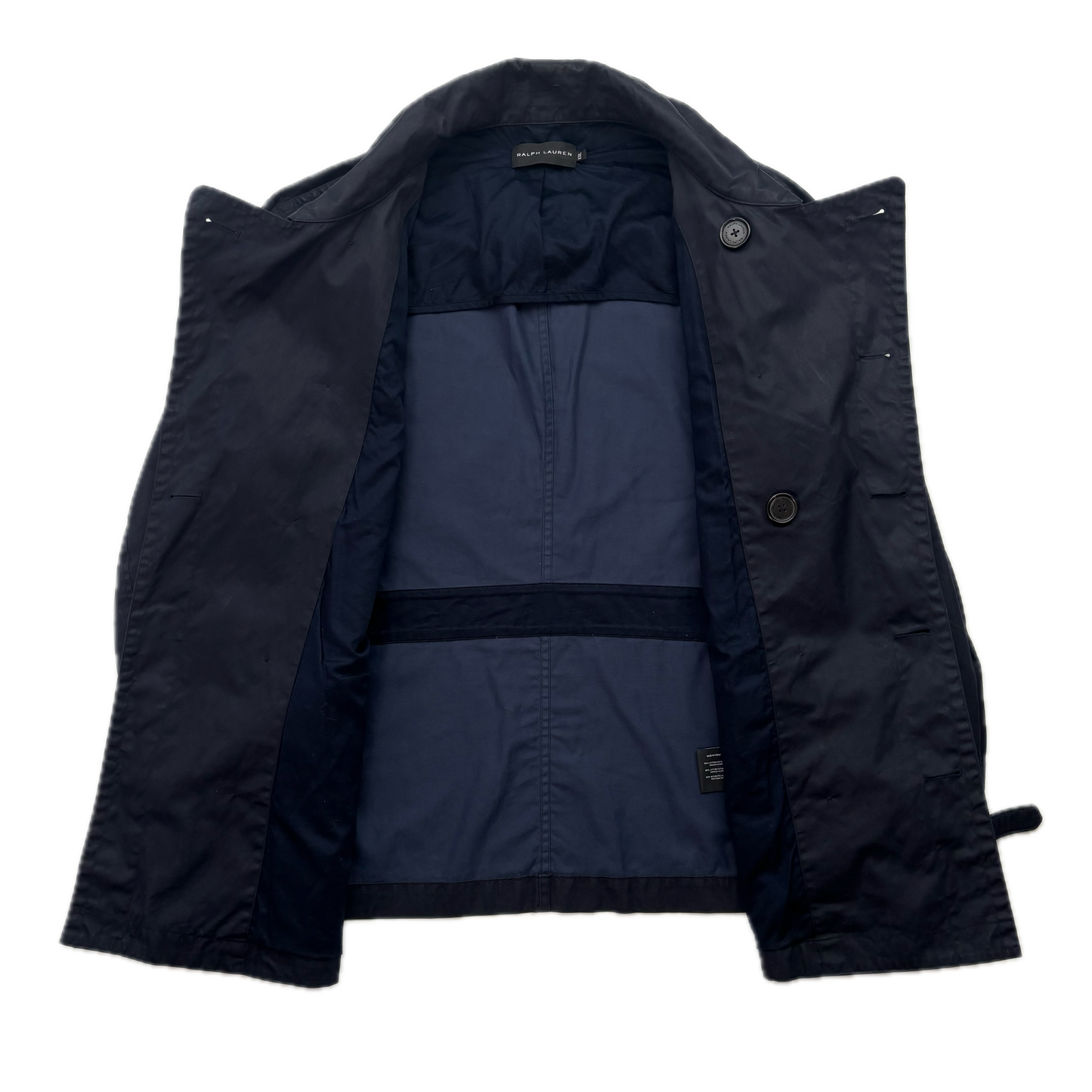 Black Label Navy Double Breast Utility Rain Jacket Mac - XXL