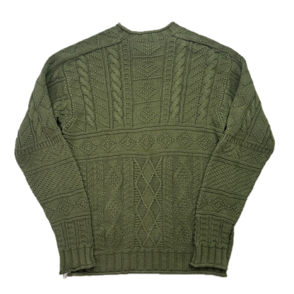 Polo Ralph Lauren Green Fisherman Aran Knit Cable Jumper - M