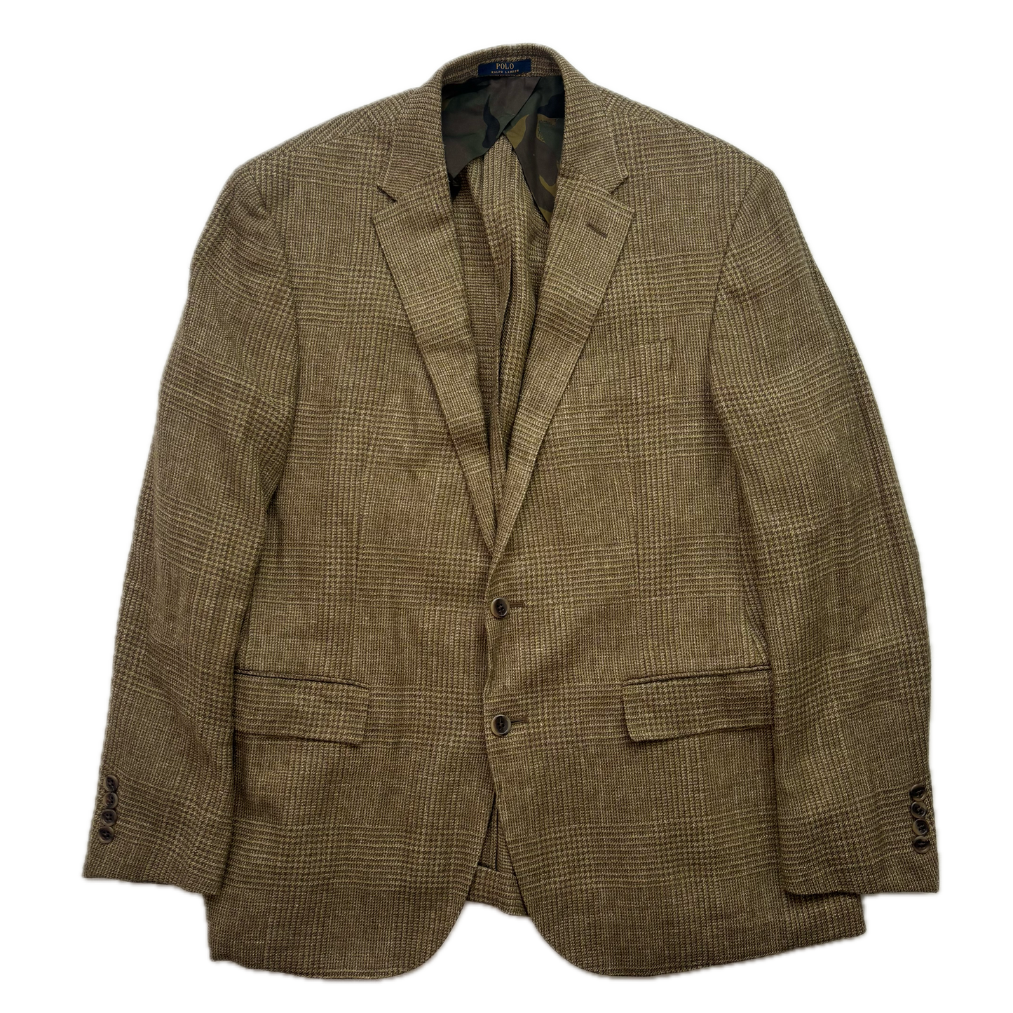 Polo Ralph Lauren Green Tweed Blazer Glen Plaid (Silk Flax Wool) - 44R