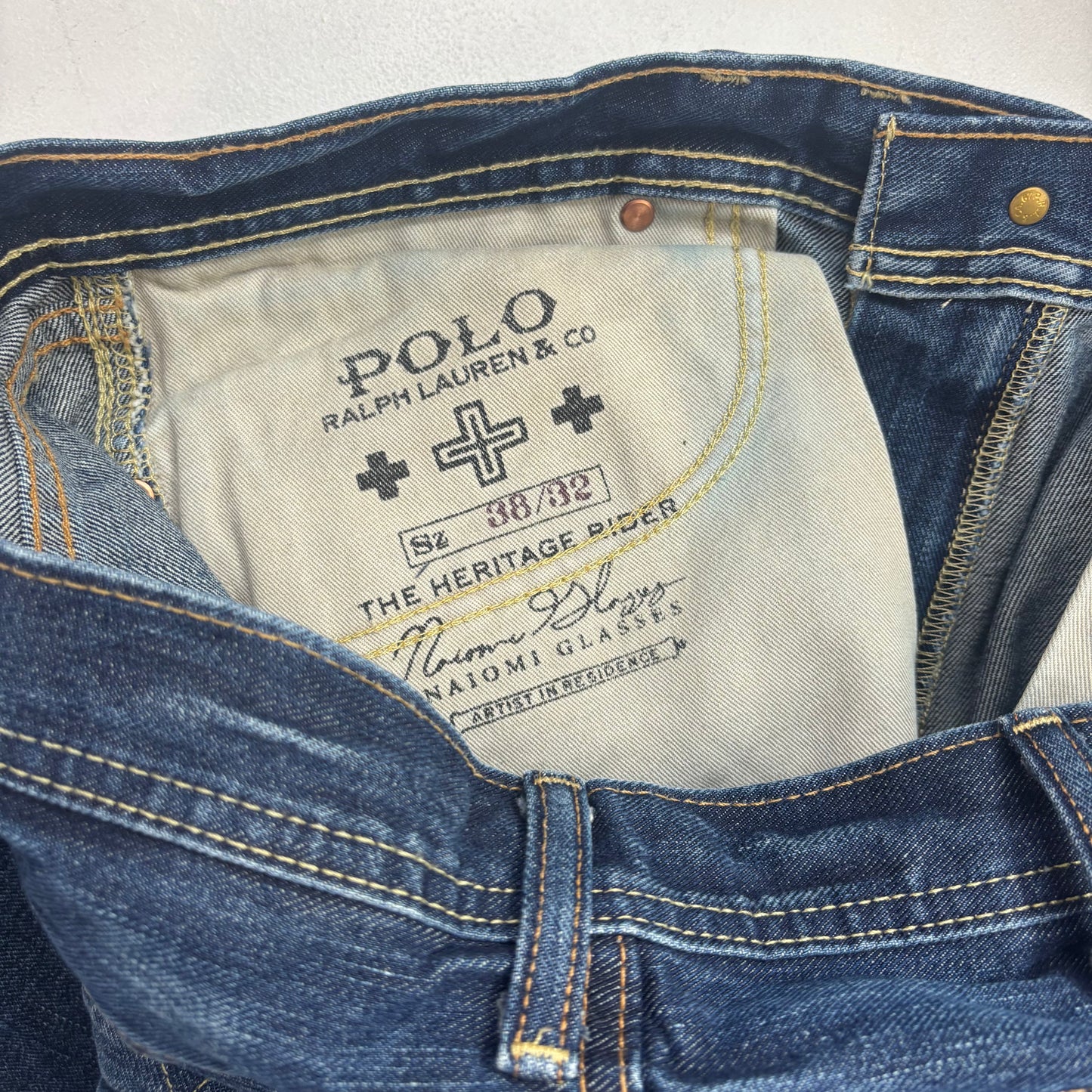 Polo Ralph Lauren x Naiomi Glasses Heritage Rider Jeans Distressed - 38x32