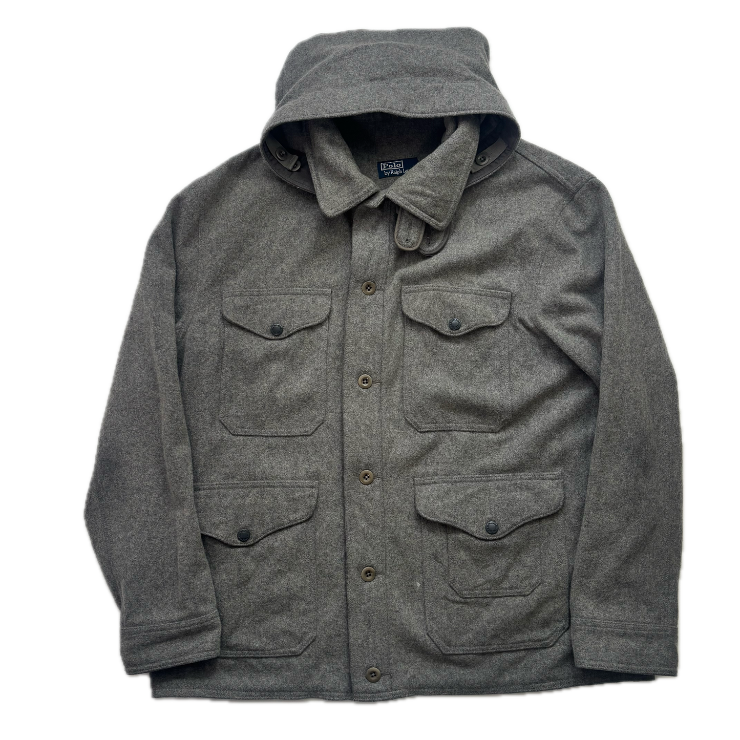 Polo Ralph Lauren Grey Mackinaw Cruiser Hunting Jacket Hooded (Wool Nylon) - XXL