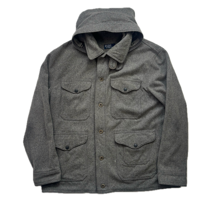 Polo Ralph Lauren Grey Mackinaw Cruiser Hunting Jacket Hooded (Wool Nylon) - XXL