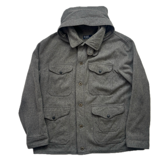 Polo Ralph Lauren Grey Mackinaw Cruiser Hunting Jacket Hooded (Wool Nylon) - XXL