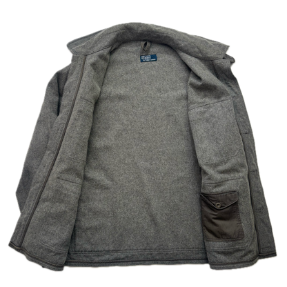 Polo Ralph Lauren Grey Mackinaw Cruiser Hunting Jacket Hooded (Wool Nylon) - XXL