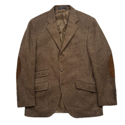 Polo Ralph Lauren Brown Tweed Hacking Blazer Herringbone (Wool) - 40R