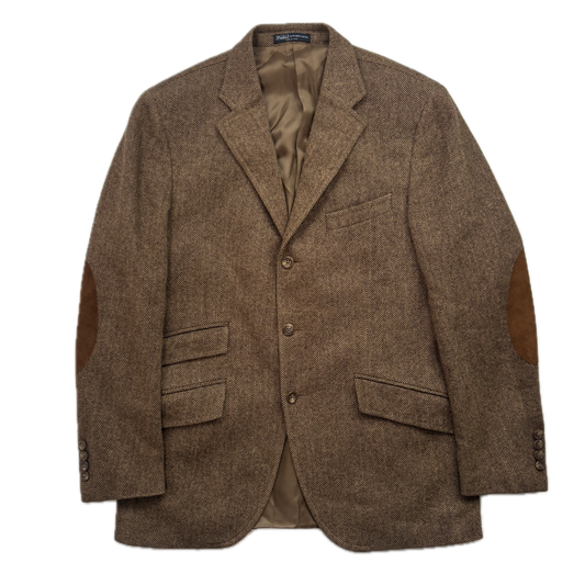 Polo Ralph Lauren Brown Tweed Hacking Blazer Herringbone (Wool) - 40R