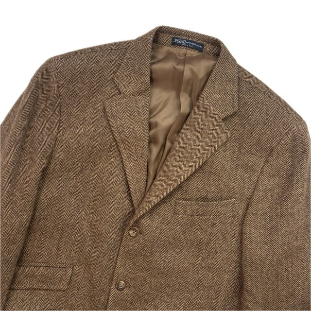 Polo Ralph Lauren Brown Tweed Hacking Blazer Herringbone (Wool) - 40R