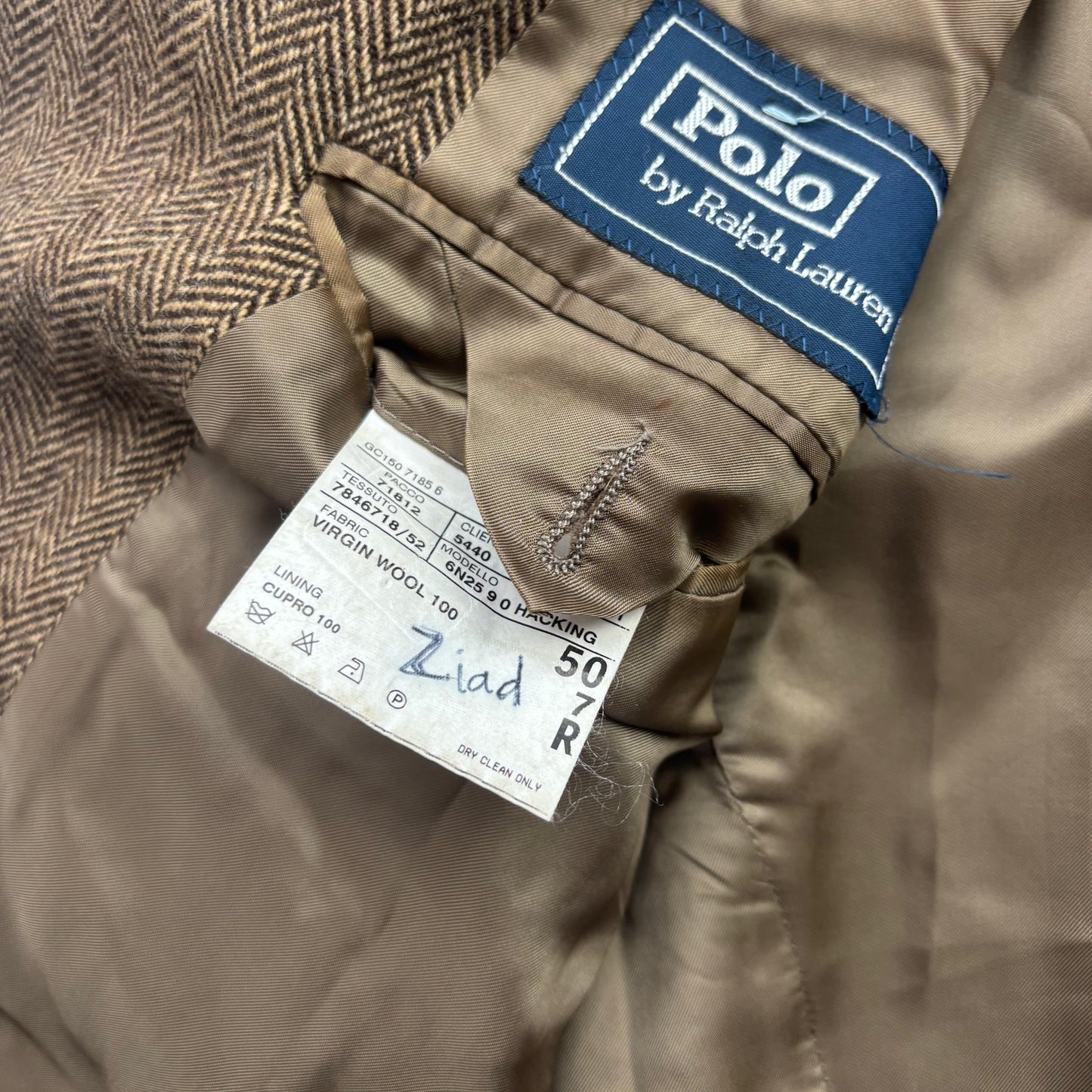 Polo Ralph Lauren Brown Tweed Hacking Blazer Herringbone (Wool) - 40R