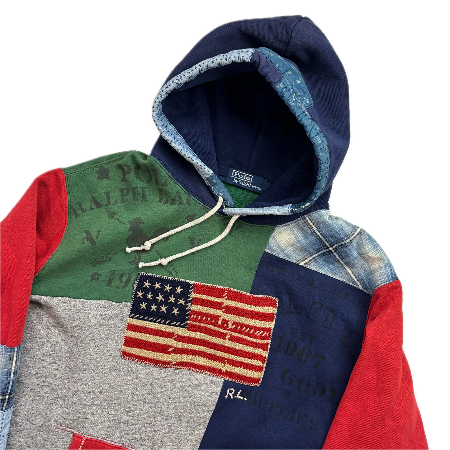Polo Ralph Lauren Country Patchwork USA Flag Hoodie - XL
