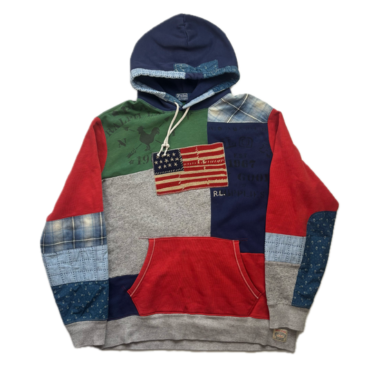 Polo Ralph Lauren Country Patchwork USA Flag Hoodie - XL