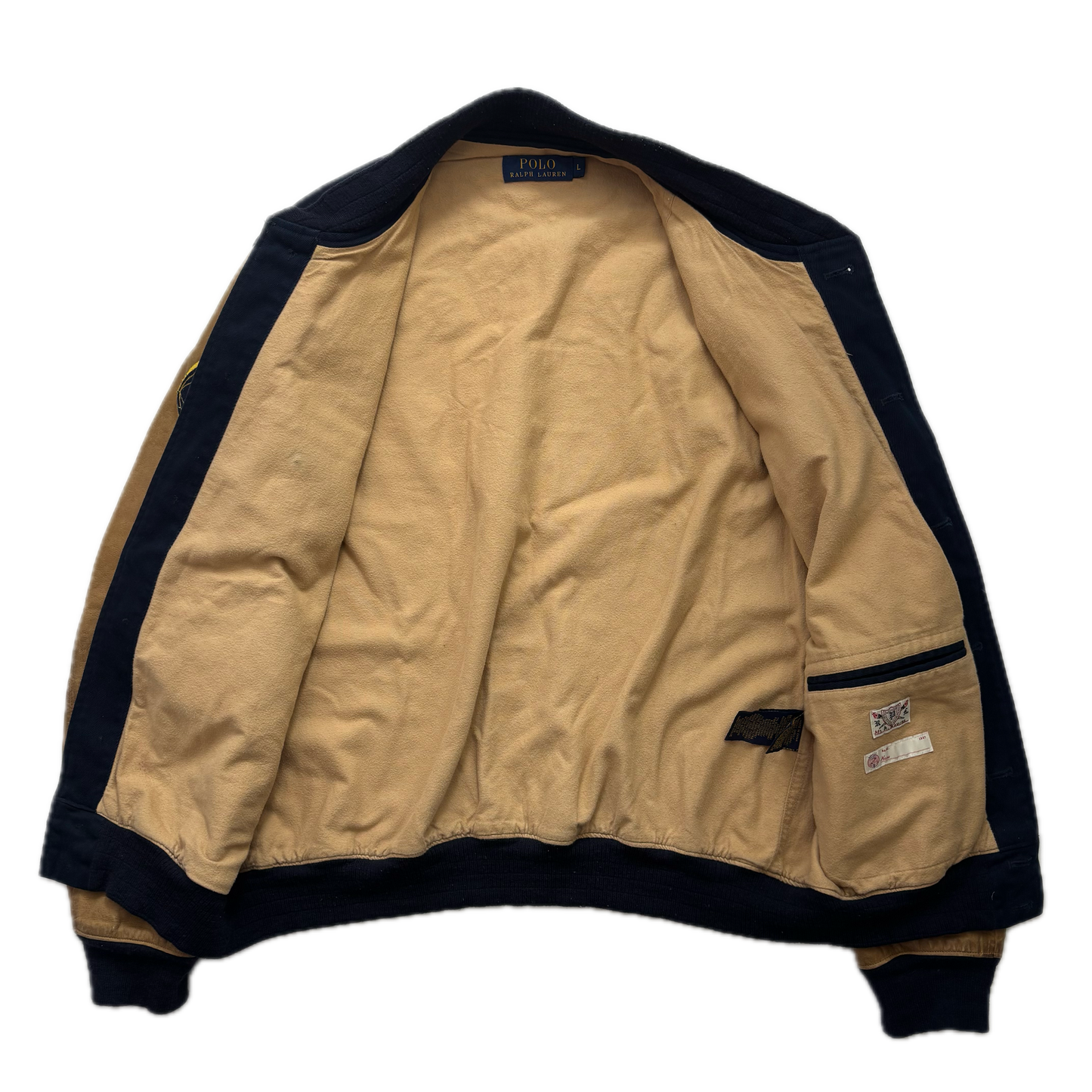 Polo Ralph Lauren Leather Football Varsity Bulldog Leather Letterman Jacket - L