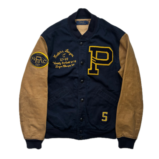 Polo Ralph Lauren Leather Football Varsity Bulldog Leather Letterman Jacket - L