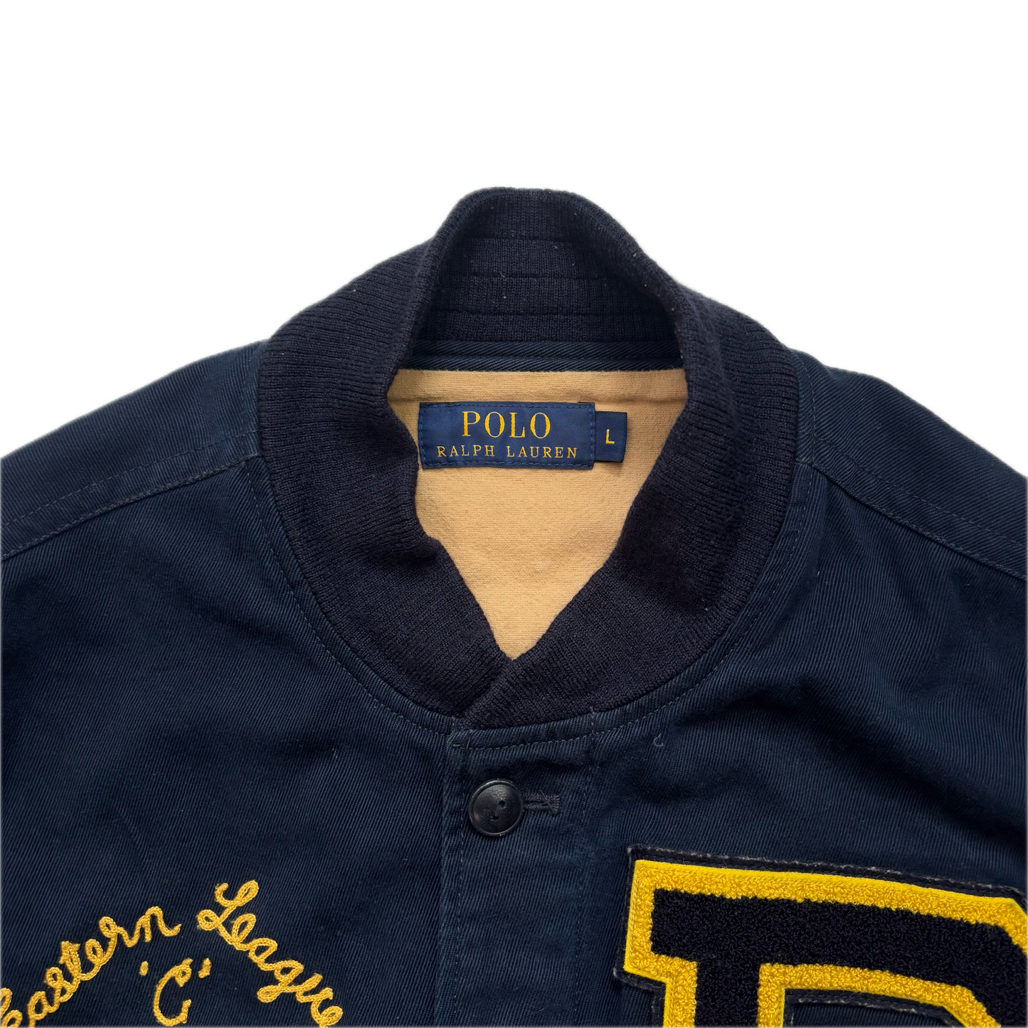 Polo Ralph Lauren Leather Football Varsity Bulldog Leather Letterman Jacket - L