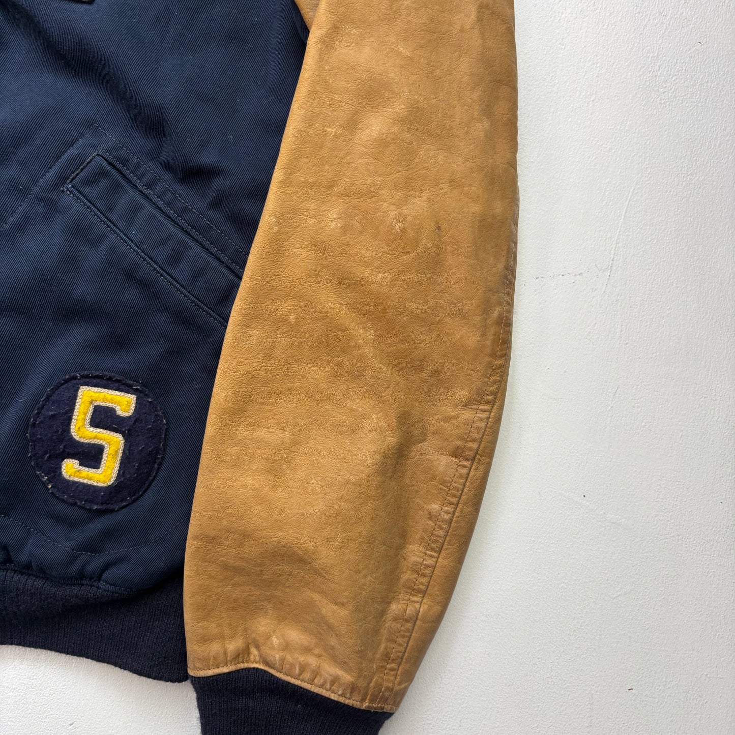 Polo Ralph Lauren Leather Football Varsity Bulldog Leather Letterman Jacket - L