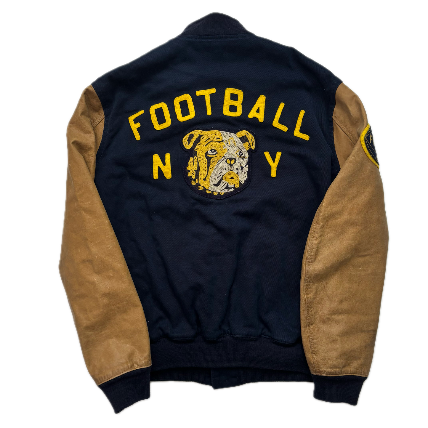 Polo Ralph Lauren Leather Football Varsity Bulldog Leather Letterman Jacket - L