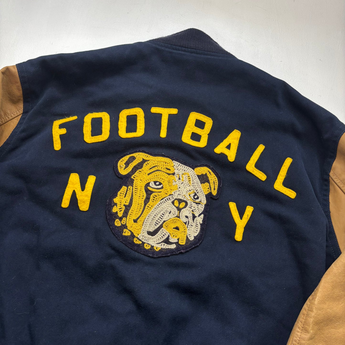 Polo Ralph Lauren Leather Football Varsity Bulldog Leather Letterman Jacket - L