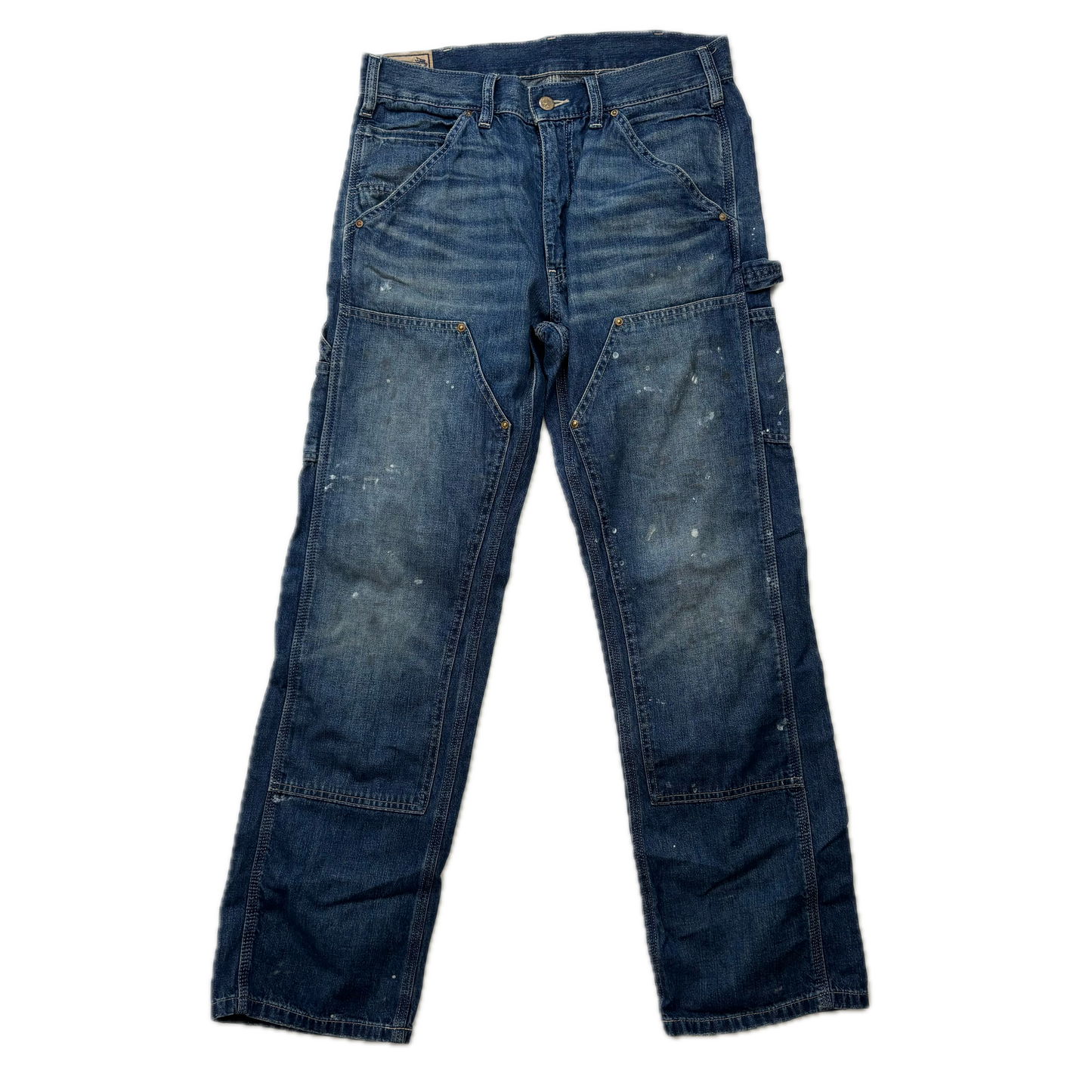 Polo Ralph Lauren Double Knee Carpenter Jeans Paint Splatter Distressed - 30x30