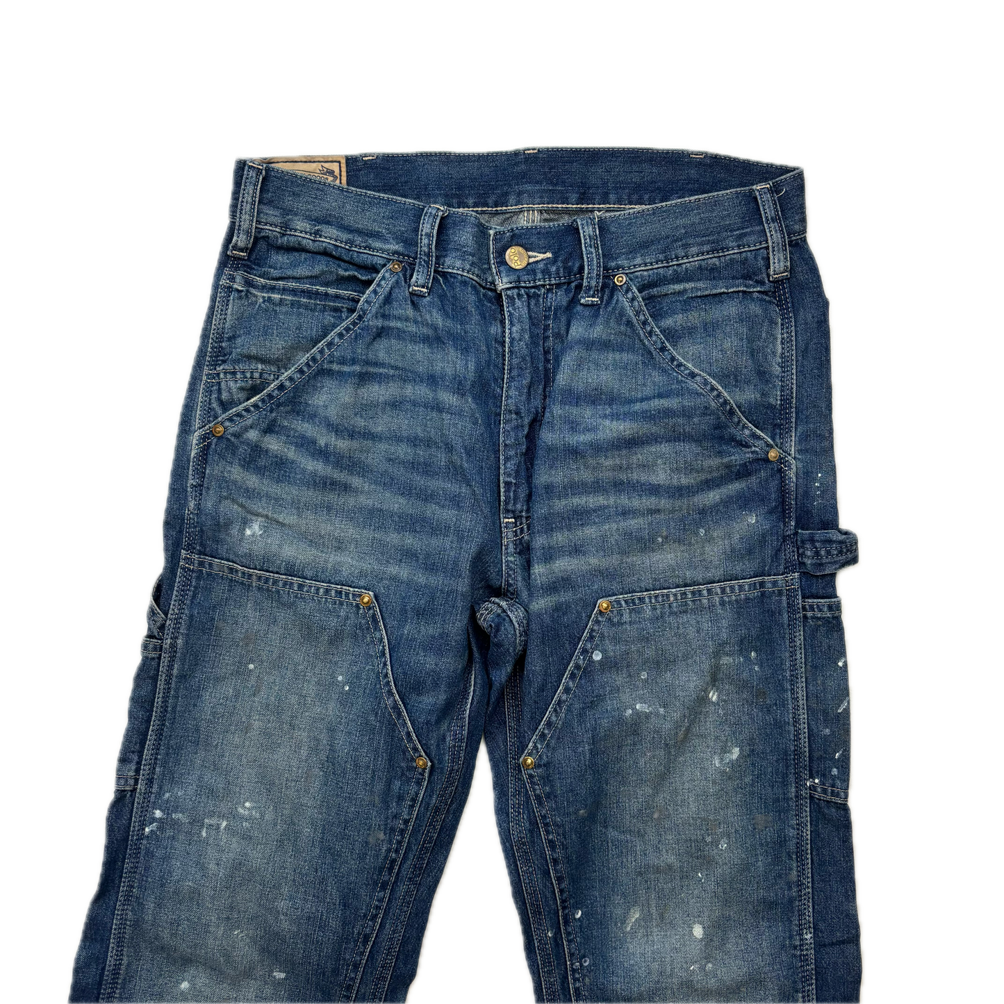 Polo Ralph Lauren Double Knee Carpenter Jeans Paint Splatter Distressed - 30x30