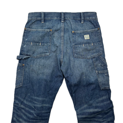 Polo Ralph Lauren Double Knee Carpenter Jeans Paint Splatter Distressed - 30x30