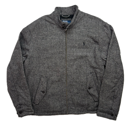 Polo Ralph Lauren Grey Herringbone Harrington Bomber Jacket (Wool Blend) - XXL