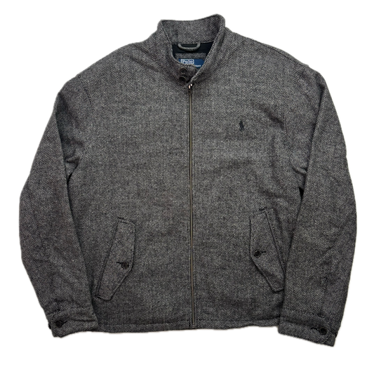 Polo Ralph Lauren Grey Herringbone Harrington Bomber Jacket (Wool Blend) - XXL
