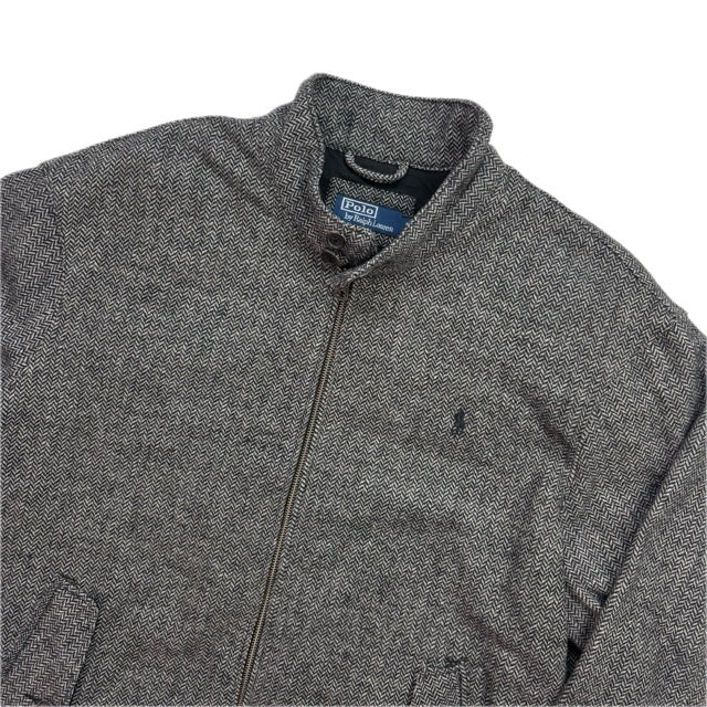 Polo Ralph Lauren Grey Herringbone Harrington Bomber Jacket (Wool Blend) - XXL
