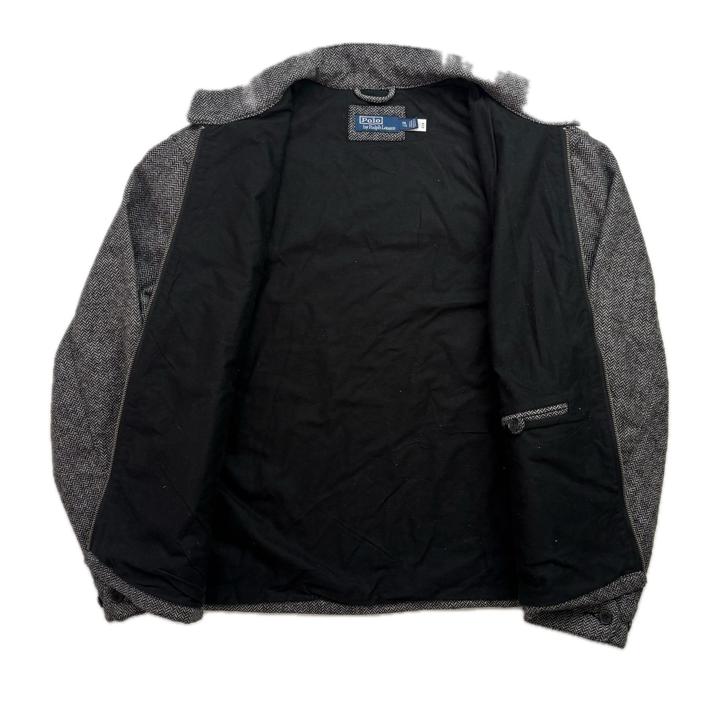 Polo Ralph Lauren Grey Herringbone Harrington Bomber Jacket (Wool Blend) - XXL