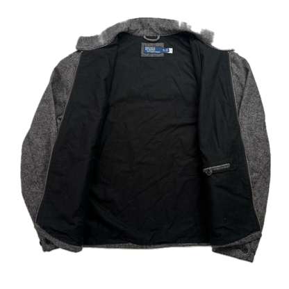Polo Ralph Lauren Grey Herringbone Harrington Bomber Jacket (Wool Blend) - XXL