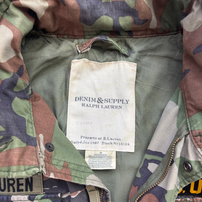 Denim & Supply Green Camo Patchwork Military Parka Army Jacket - M