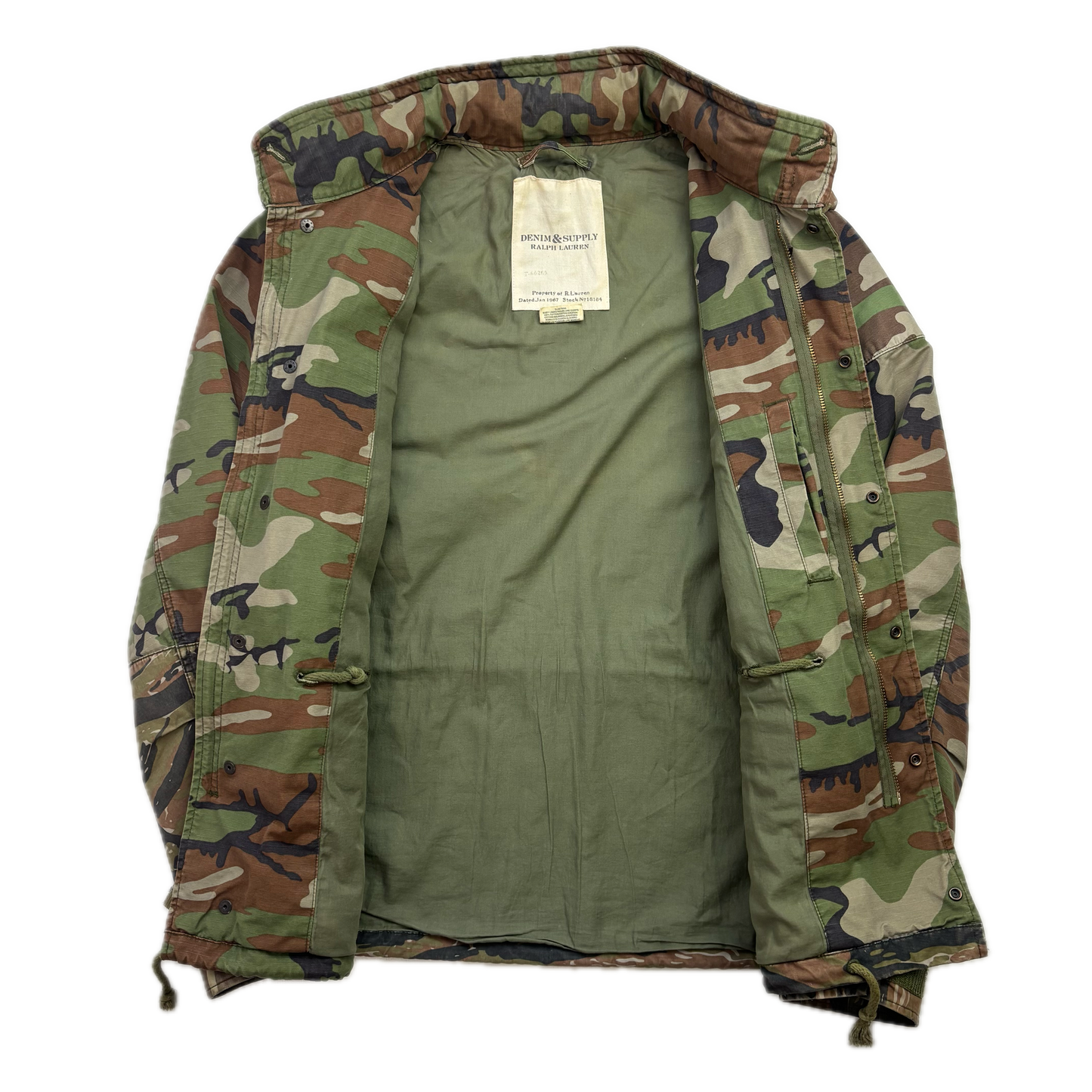 Denim & Supply Green Camo Patchwork Military Parka Army Jacket - M