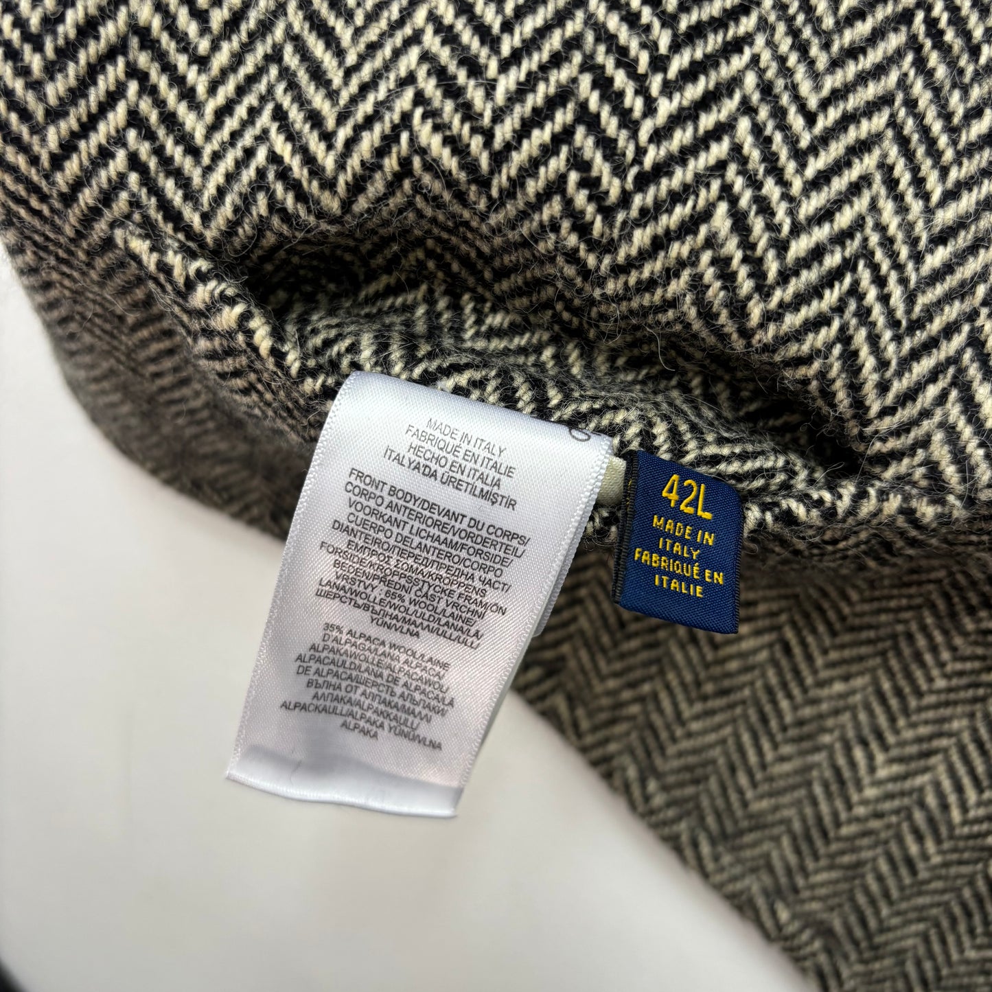 Polo Ralph Lauren Grey Herringbone Waistcoat (Wool Alpaca) - 42L