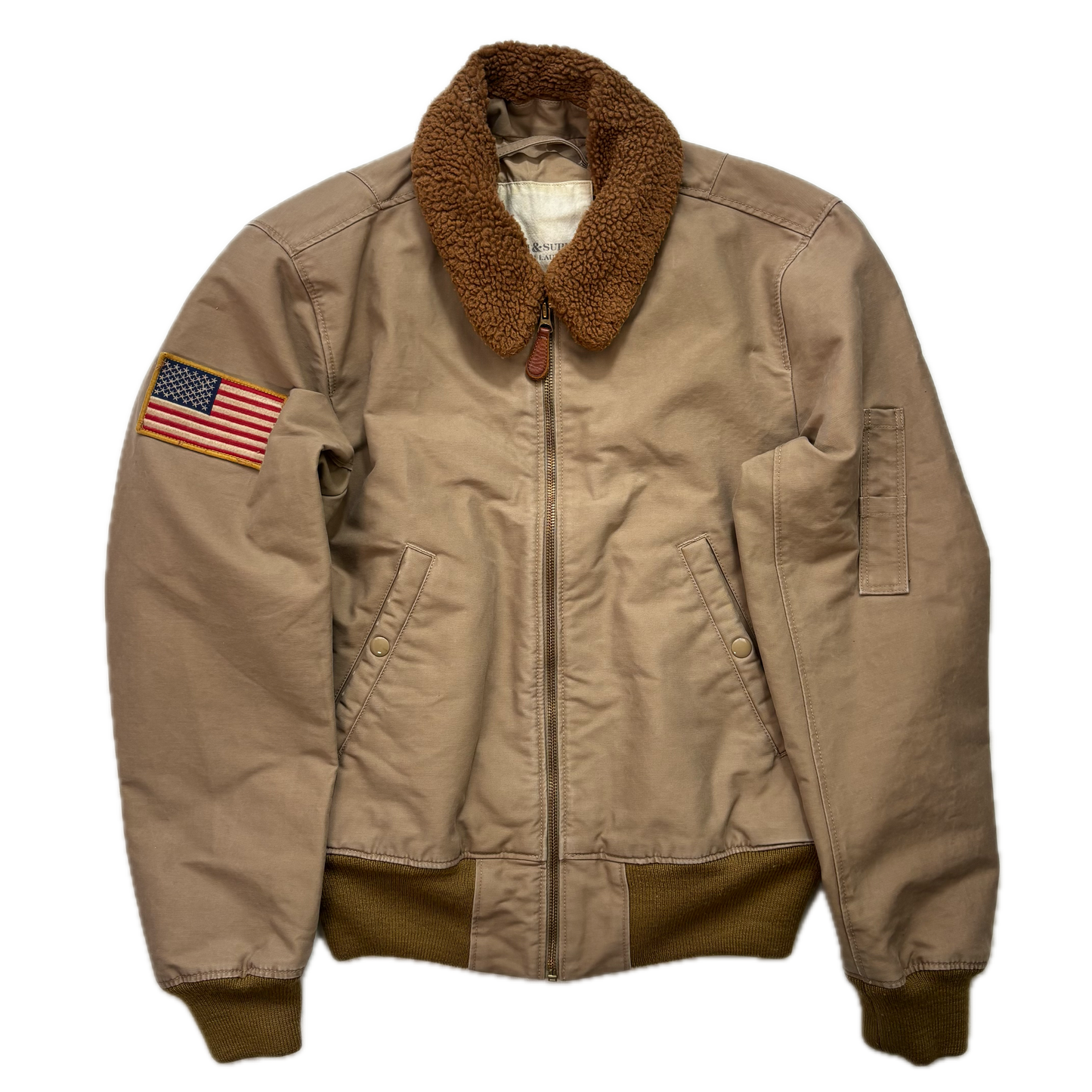 Denim & Supply Tan Aviator Bomber Jacket - S