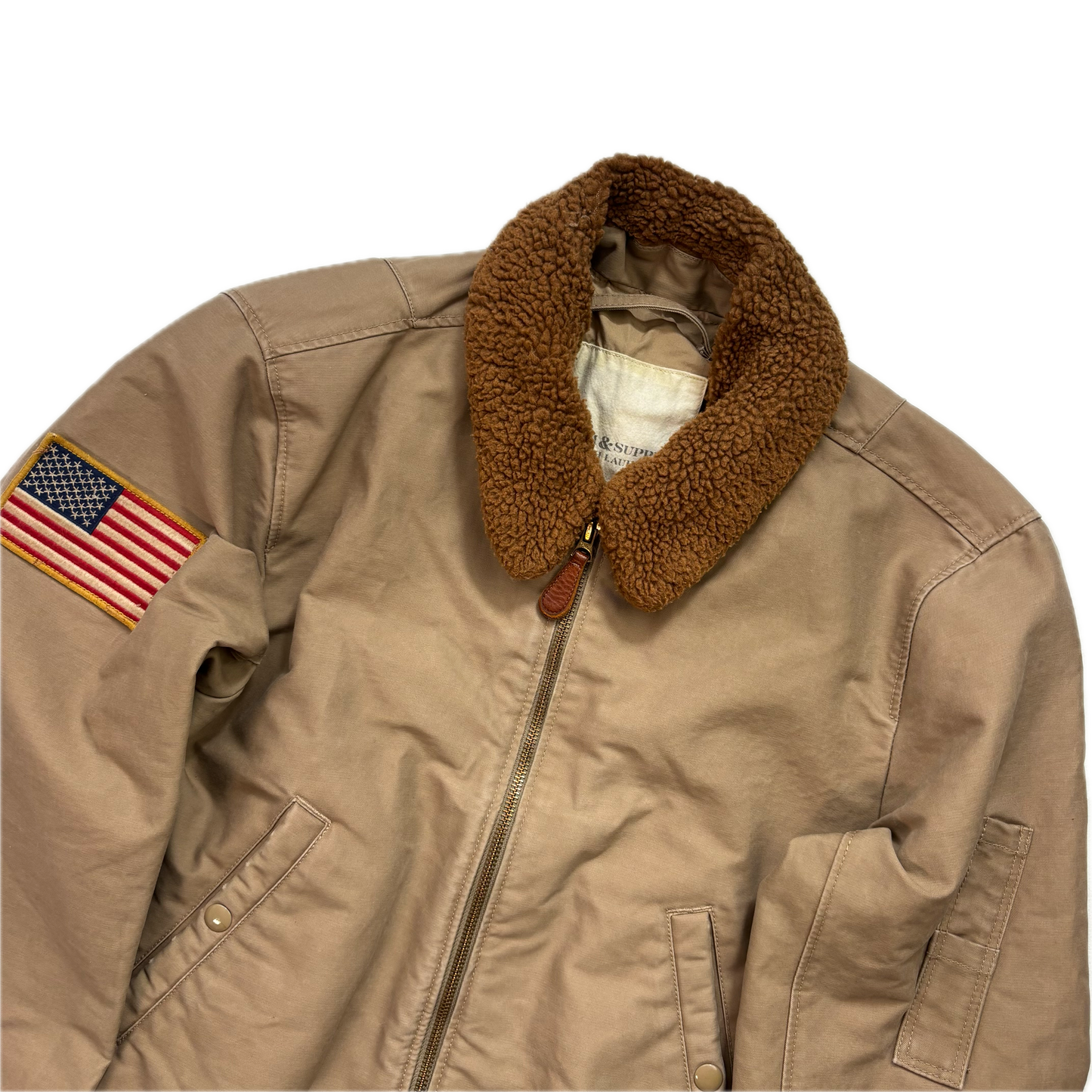 Denim & Supply Tan Aviator Bomber Jacket - S