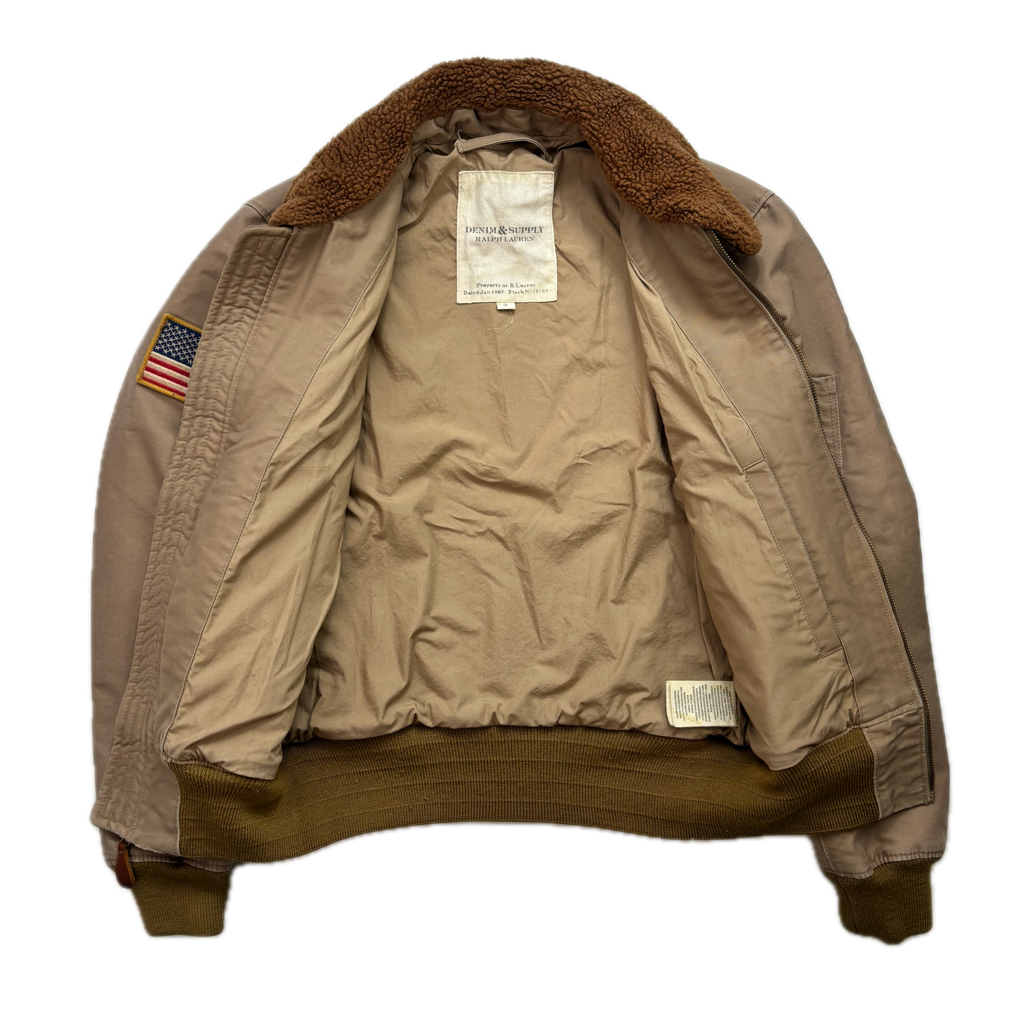 Denim & Supply Tan Aviator Bomber Jacket - S