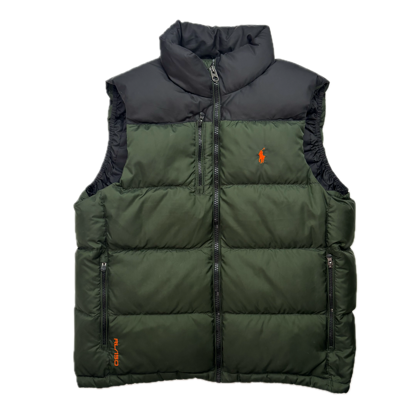 Polo Ralph Lauren Green Black Body Warmer Gilet Down Vest - L