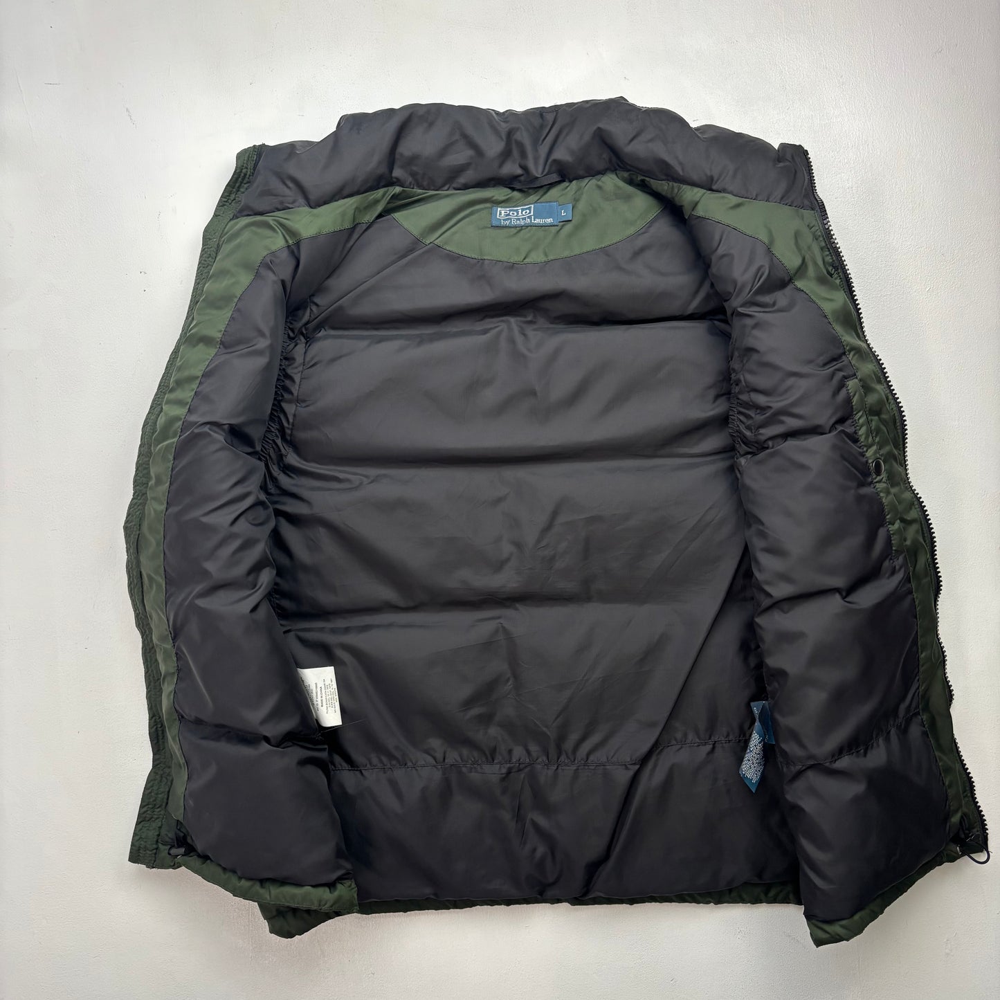 Polo Ralph Lauren Green Black Body Warmer Gilet Down Vest - L
