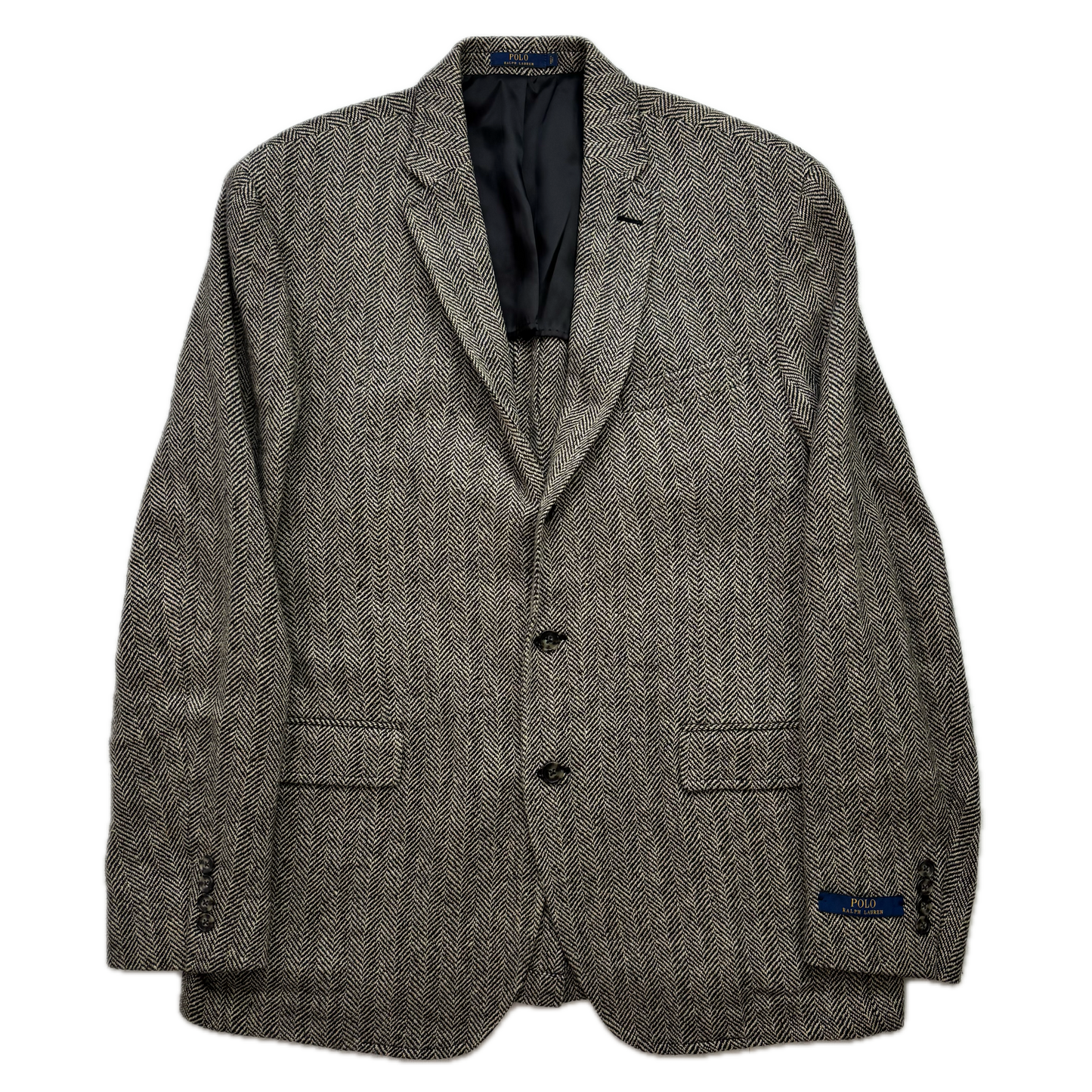 Polo Ralph Lauren Grey Herringbone Blazer Sports Coat (Linen Silk Wool) - 46R