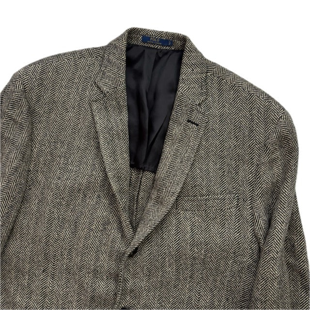 Polo Ralph Lauren Grey Herringbone Blazer Sports Coat (Linen Silk Wool) - 46R