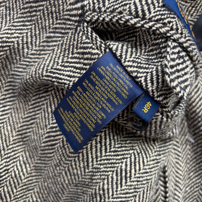 Polo Ralph Lauren Grey Herringbone Blazer Sports Coat (Linen Silk Wool) - 46R