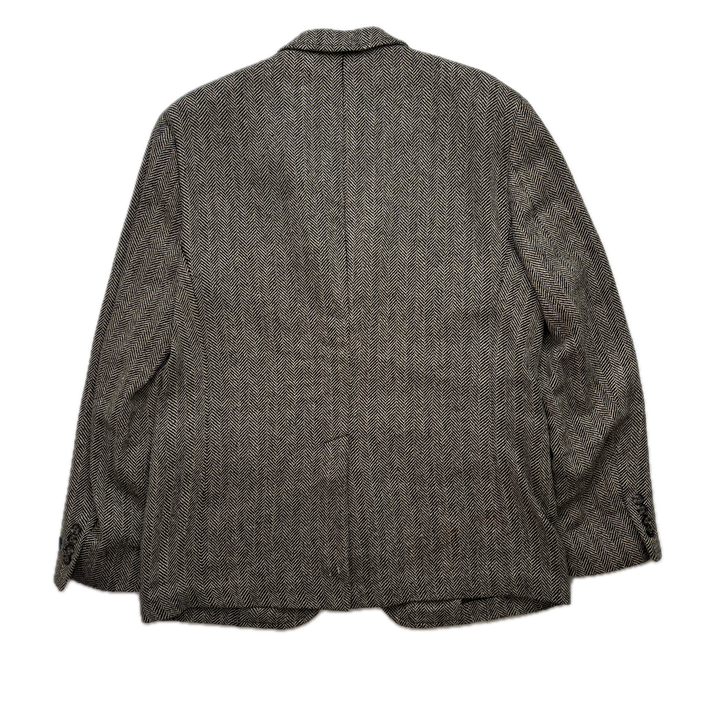 Polo Ralph Lauren Grey Herringbone Blazer Sports Coat (Linen Silk Wool) - 46R