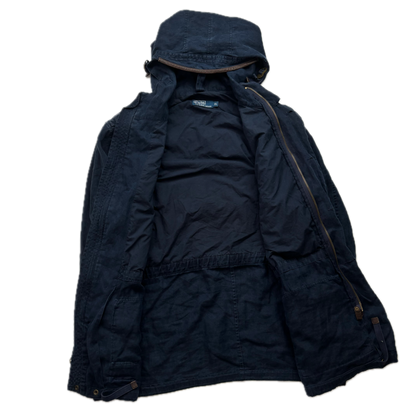 Polo Ralph Lauren Navy Blue Hooded Utility Cargo Jacket (Linen) - XL
