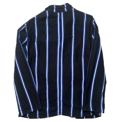 Polo Ralph Lauren Black Blue White Striped Crest Rowing Sports Jacket Blazer - XL