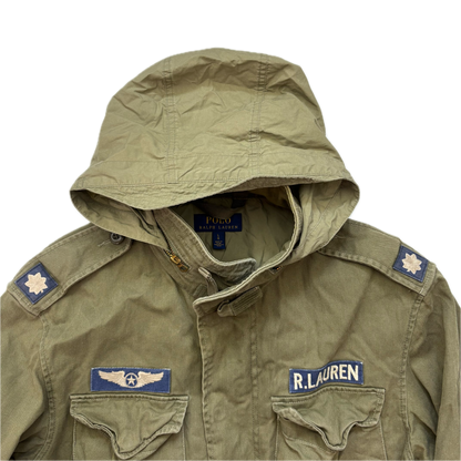 Polo Ralph Lauren Green Military Army Patches Parka Jacket  - L