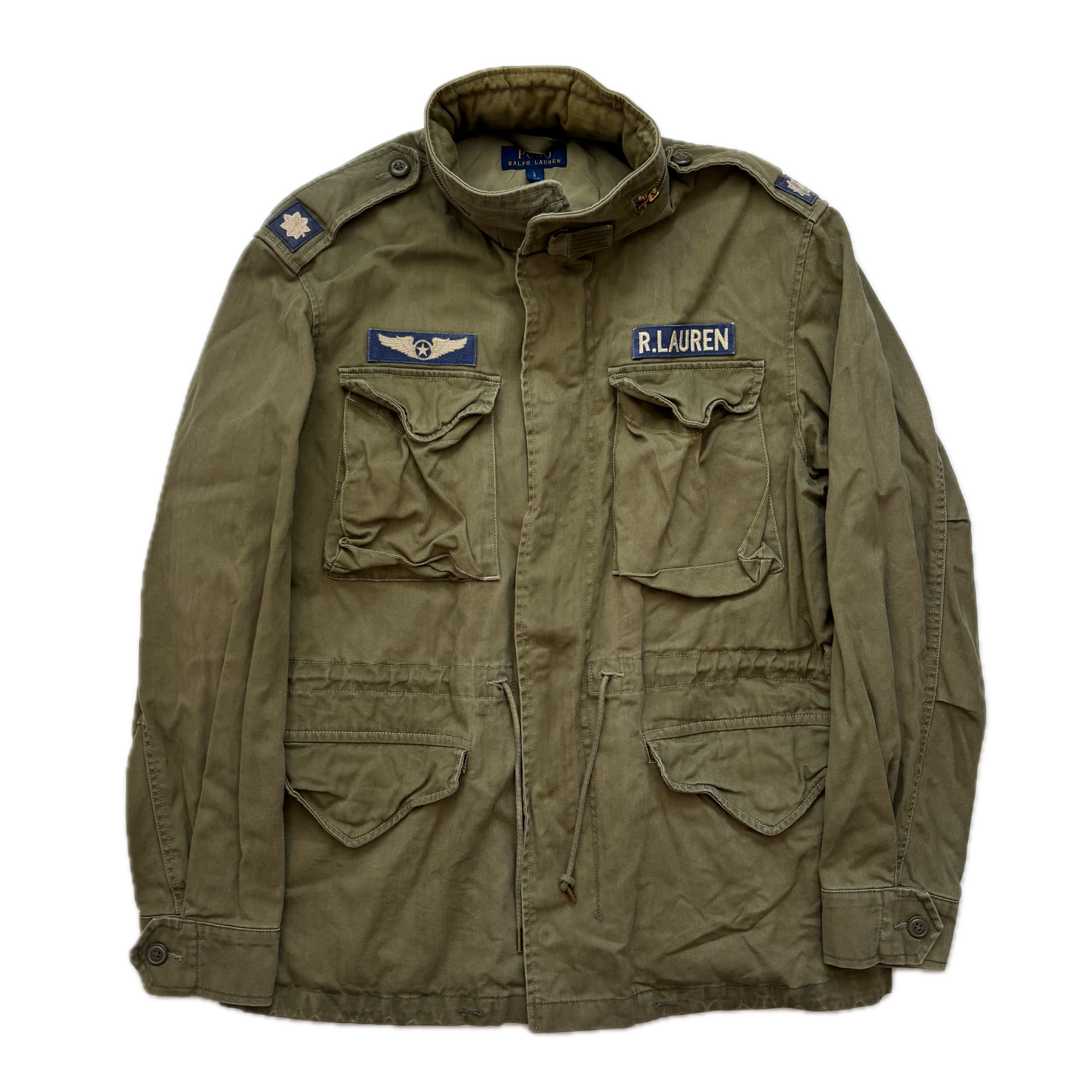 Polo Ralph Lauren Green Military Army Patches Parka Jacket  - L
