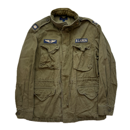 Polo Ralph Lauren Green Military Army Patches Parka Jacket  - L